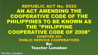 Chapter XIV Public Service Cooperatives by Teacher Lumaban