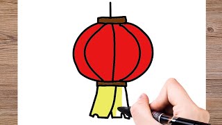 大红灯笼简笔画,教你画一个红灯笼,  how to draw a lantern