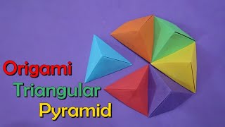 Cara membuat piramida segitiga dari kertas lipat | origami triangular pyramid