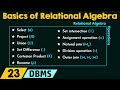 Basics of Relational Algebra