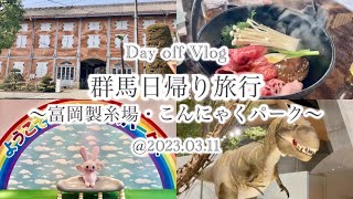 【日帰り観光】30代OLの群馬旅行vlog | 世界遺産の富岡製糸場/日本庭園/こんにゃくパーク/県立自然史博物館/ぐんまちゃんショップ