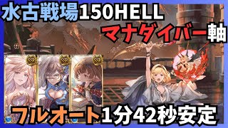 水古戦場150HELL フレズ無しフルオート1m42s/3T 団バフ無し【グラブル】