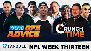 FANDUEL & DRAFTKINGS LIVE NFL DFS PICKS & STRATEGY: WEEK 13