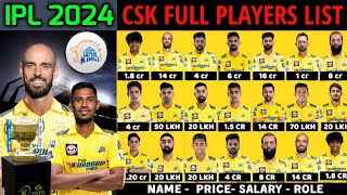IPL 2024 Chennai Super Kings Full Squad | CSK Team Final Players List IPL 2024 | CSK Team 2024