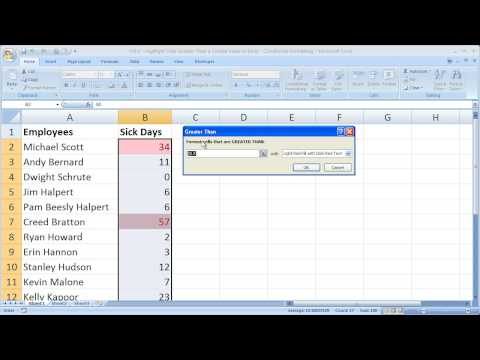 Excel Formatting Tip 6 – Highlight Cells Greater Than or Less Than a Certain Value in Excel 2007