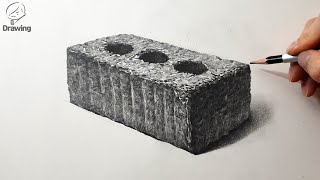 [그림그리기] 연필 정물소묘 기초개체 - 붉은벽돌 (Drawing woo)