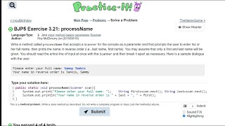Java Practice It || 3.21 processName || method basics, parameters (Scanner)