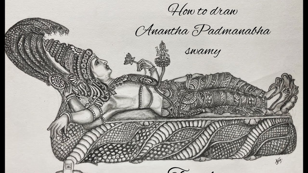 How To Draw Anantha Padmanabha Swamy | Drawing And Blending Techniques ...