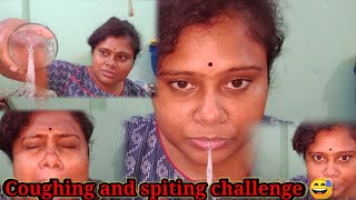 Indian housewife#challenge video#coughing and spiting challenge#Happy Family With Mou ☺️😊