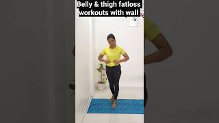 Belly \u0026 thigh fatloss workouts with wall #shorts #viralreels #yoganutrition