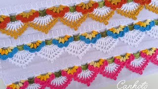 🌷BARRADO INSPIRAÇÃO FLORAL(canhoto) #croche #crocheting #crochet