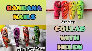 FREEHAND NEON OMBRE PAISLEY BANDANA MATTE NAILS | GEL POLISH / PAINT QUICK EASY ART | HELEN COLLAB