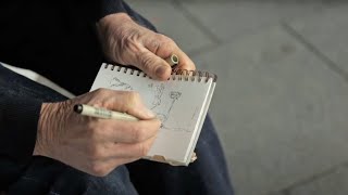 Artist Tom Carment drawing urban Sydney