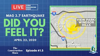 Did you feel the quake? M 3.7 in Windsor Hills | How to Prepare for Earthquakes (April 22, 2020)