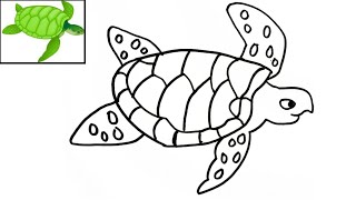 Wow mudah!! Menggambar penyu hijau ganas | how to draw green turtle easy for beginners