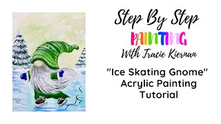 How To Paint An "Ice Skating Gnome" - Acrylic Painting Tutorial For Beginners