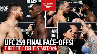 UFC 259 Final Face-offs in full! Adesanya and Blachowicz staredown, Yan and Sterling kick-off!