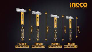 Ingco Ball Pein Hammer Fiberglass Handle