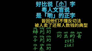 打假粤语所谓正字「尐」，其粤语拼音是“zit3”，不是「dit1」音