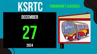 DECEMBER 27, 2024 TOUR PACKAGE SCHEDULE BY KSRTC | BUDGET TOURISM CELL | TOUR PACKAGES BY KSRTC