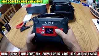 Jump starter pack, 150psi Air Compressor, 12V power bank, UTRAI Jstar6 w light, jumper cables