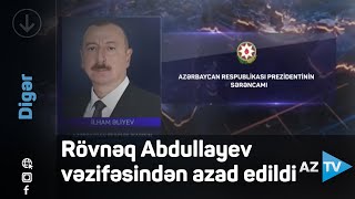 Rövnəq Abdullayev vəzifəsindən azad olundu