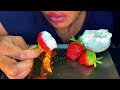 asmr strawberry u0026 mango fruit plate whipped cream chamoy u0026 tajin eating sounds no talking