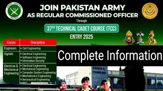 Join Pakistan Army as Regular Commissioned Officer Through 37th Technical Cadet Course TCC 2025