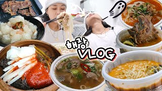 VLOG) 해장 브이로그3😵 해장냉면 쌀국수 해장국 순대라면 먹방 mukbang blog with hangover