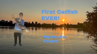 First Catfish EVER! (Big Blue Cat Caught!!)