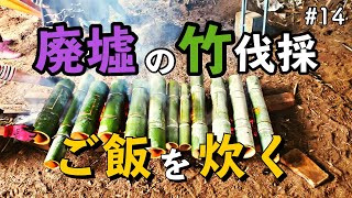 【廃墟をDIY】体力勝負の竹伐採！その竹を使って美味しい竹飯盒炊飯をしました！｜DIY素人ママが廃墟の開拓に挑戦中｜母家＃14