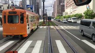 阪堺電車モ351形355号の後面展望 阿倍野〜天王寺駅前