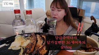 낮부터밤까지 폭주하는 36살노처녀 술먹방vlog/ 대꼬리로 마셔버리는 무서운사람..😵‍💫