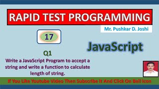 Accept String & use function to calculate length of String in JS || Rapid Test Programming