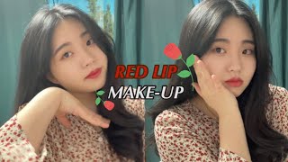 급 더워진 날씨엔 레드 립 메이크업과 함께💄☀️(ft. 블레스문 걸리 세럼 쿠션 전색상 비교)