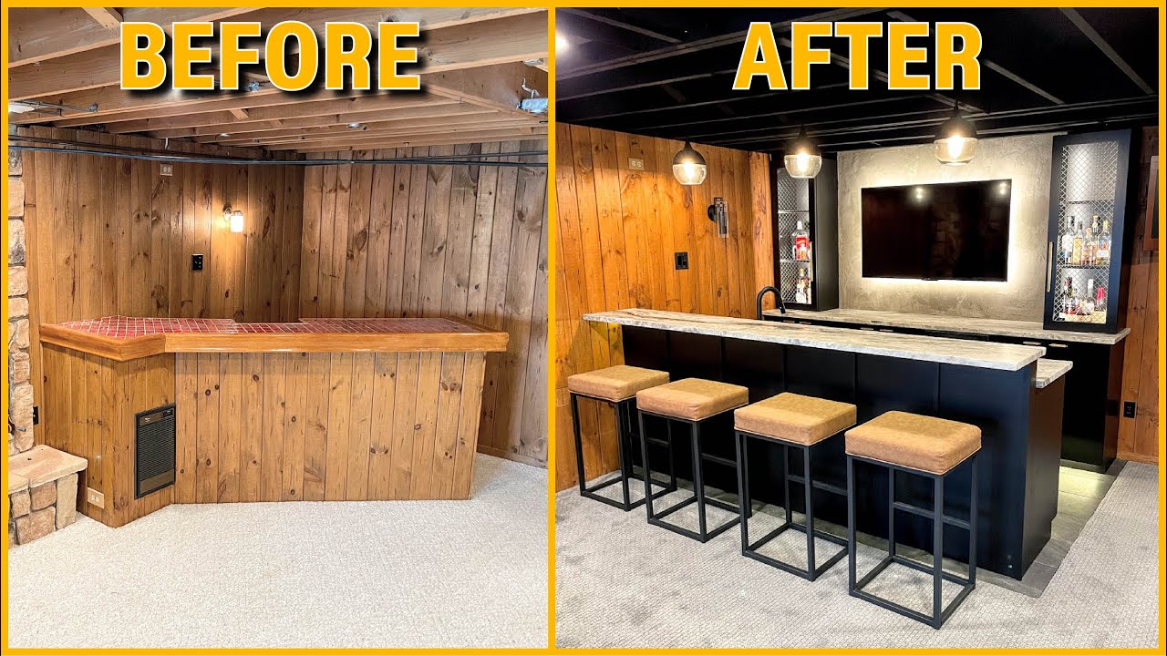Diy Basement Bar Build Start To Finish Renovation Time Lapse Youtube