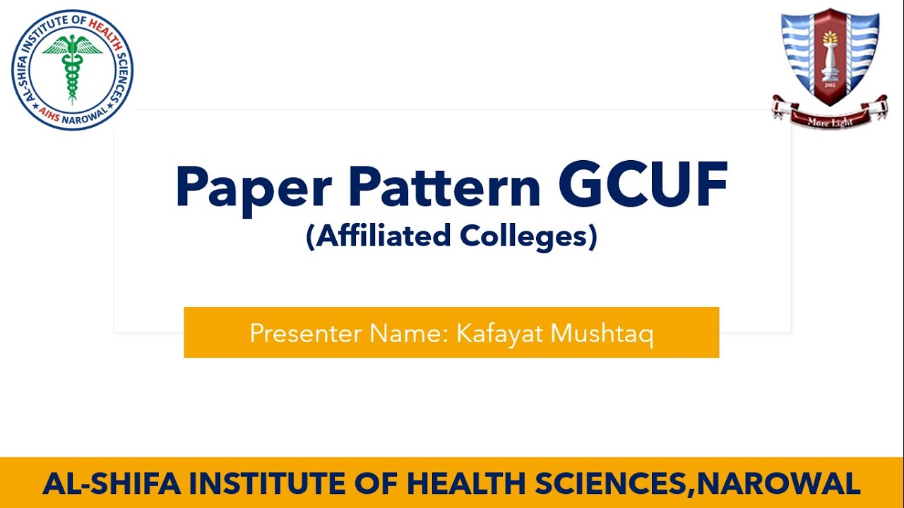 GCUF Paper Pattern For Private And Govt. Affiliated Colleges Fall 2021 ...