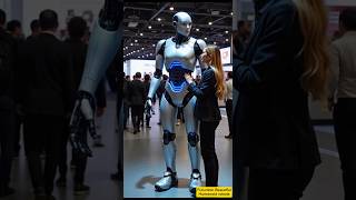 Ensuring Precision: A Female Officer Checks the Sensor Capabilities of a Humanoid Robot #shorts