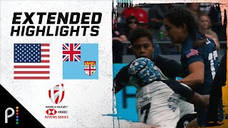 USA v. Fiji | 2024 HSBC WORLD RUGBY SEVENS HIGHLIGHTS | 2/25/24 | NBC Sports