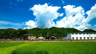 [Aizu Railway/Nagano Station] Scenery of the station in the summer countryside