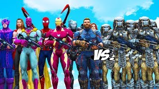 THE AVENGERS VS PREDATOR ARMY - Iron Man, Spider-Man, Captain America, Black Widow vs Predator
