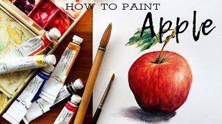 Realistic Apple Watercolor -Painting Tutorial | 苹果 水彩静物 | 사과 그리기 수채화