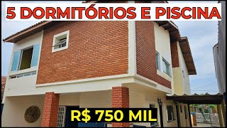 REF 128 - CASA R$ 750 MIL COM 5 DORMITÓRIOS E PISCINA ITANHAÉM LITORAL SUL #financiamentobancario