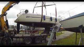 Companionway water drain and my Bav32 on land for the first time