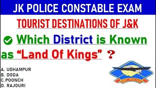 Lecture : 25 || Tourist Destinations of Jammu and Kashmir  - FOR JK POLICE EXAM || JK POLICE EXAM