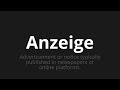 how to pronounce anzeige