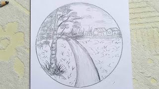 How to Draw Beautiful Scenery in a Circle #circlescenery