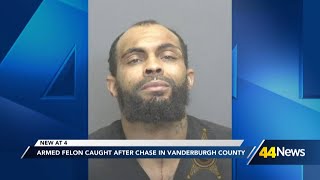 Armed felon arrested after chase in Vanderburgh County, deputies say