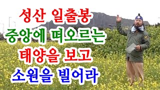 [유교약사생불사 1036강] 성산 일출봉 중앙에 떠오르는 태양을 보고 소원을 빌어라.