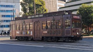 熊本市電8800形101号　A系統熊本駅前行き辛島町～慶徳校前電停通過(2024/12/23)